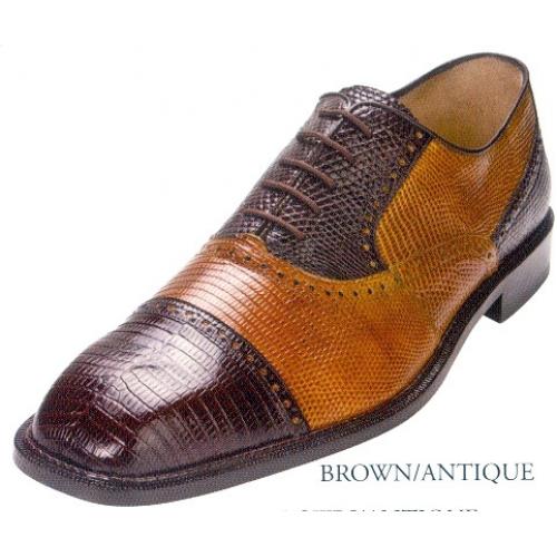 Belvedere "Billo" Brown/Antique All-Over Genuine Lizard Shoes